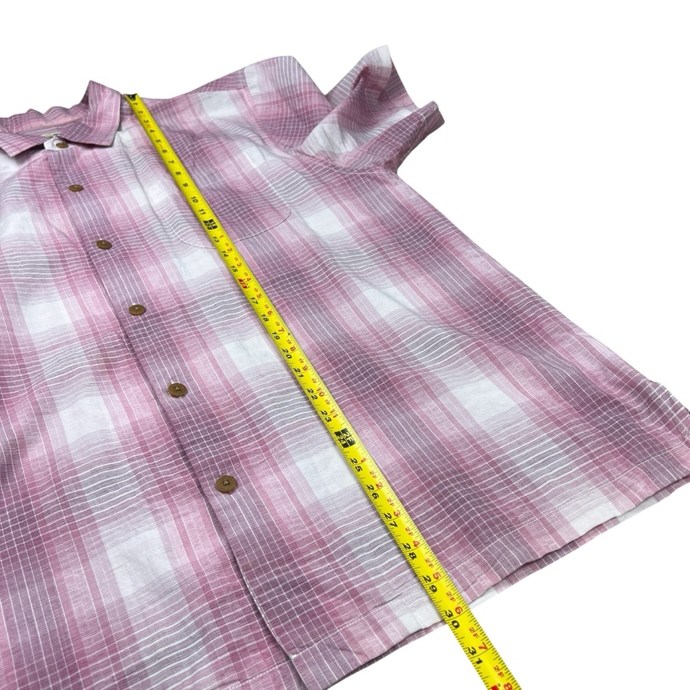 Tommy Bahama Button Up Camp Shirt XL Pink Plaid Tencel Cotton Short Sleeve - Picture 12 of 12
